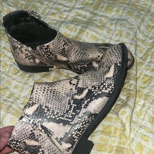 Time and Tru Cream and Black Ankle Booties